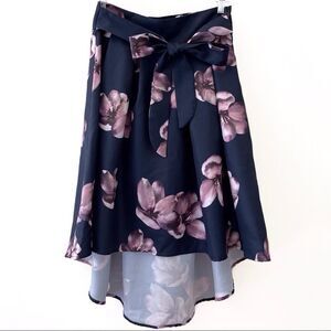 Parvenue Floral High-Low Skirt Navy Purple Large